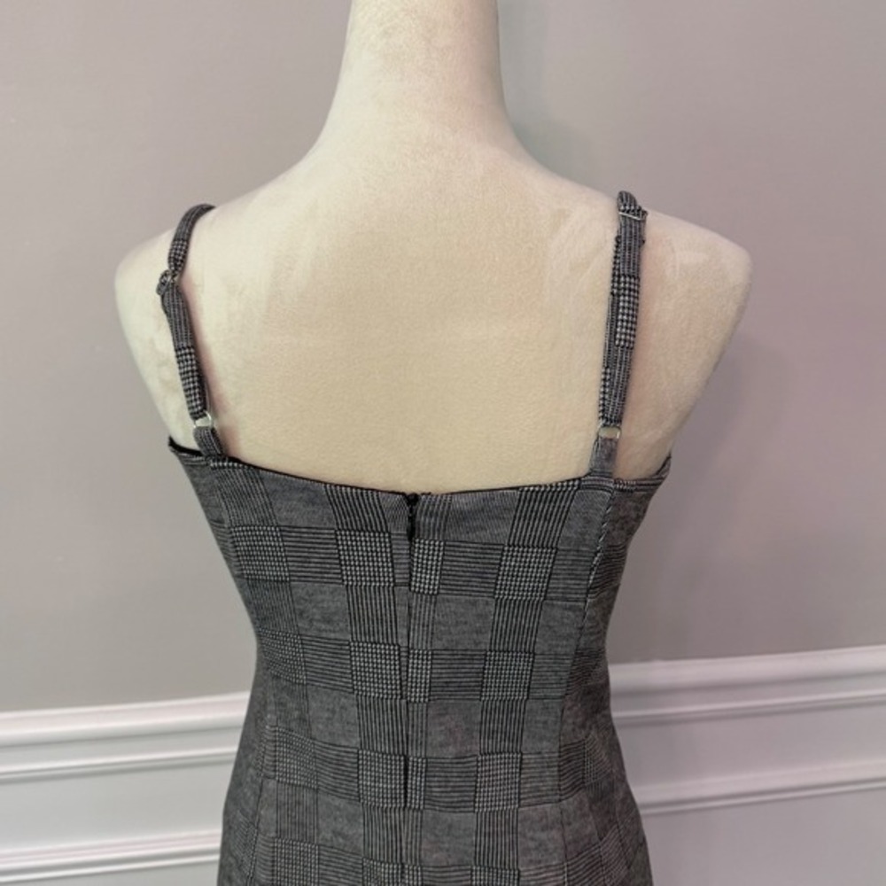 Forever 21 Plaid Square Neck‎ Mini Dress Spaghetti Strap Bodycon Academia - Picture 7 of 14